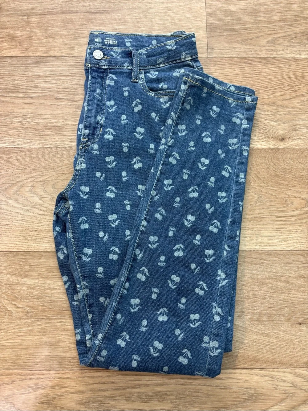 Old Navy Blue Floral-Print High-Rise rockstar Jeggins